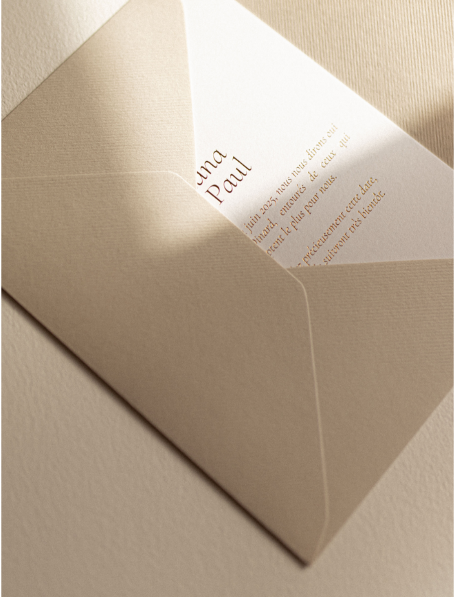 faire-part mariage dorure et enveloppe