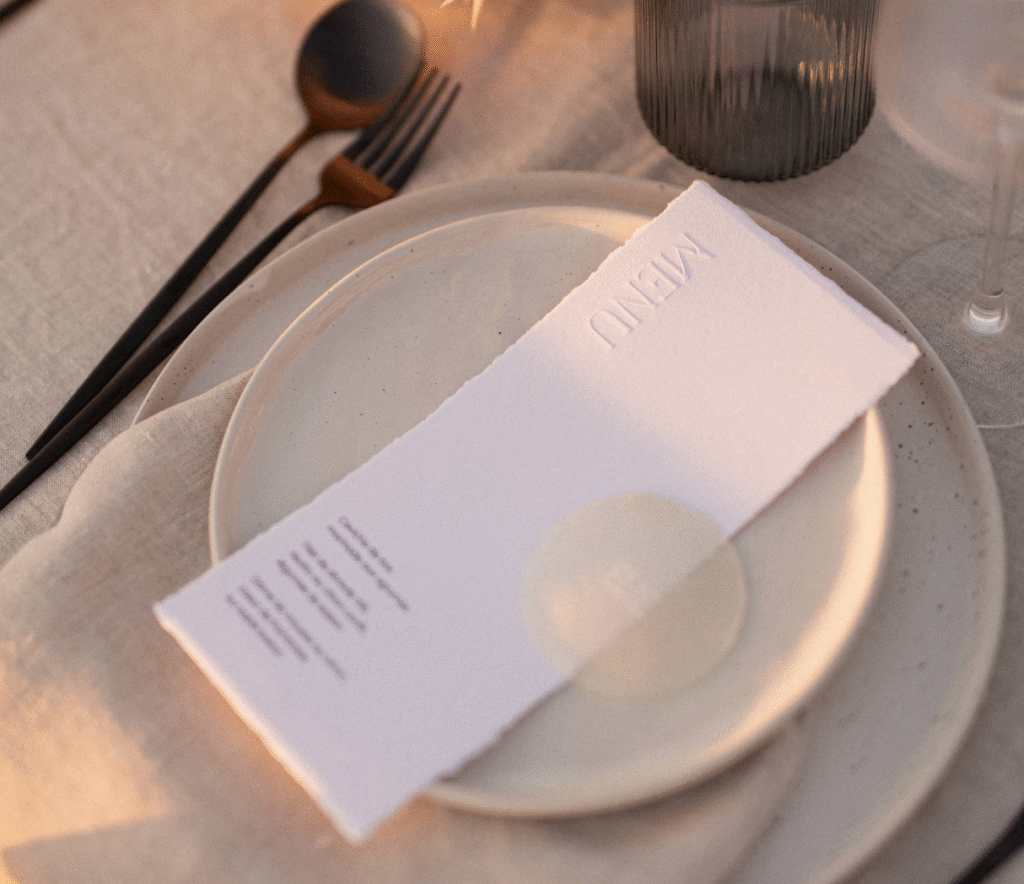 menu et marque-place mariage